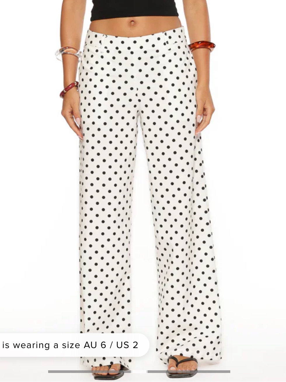 Loreta White Polka Dot Low Waist Pants